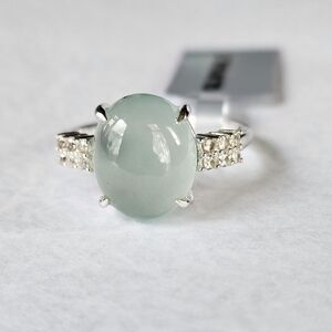 Natural Aquaprase & White Zircon Ring in Sterling Silver Size 7! NWT
